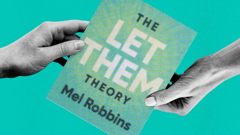illustration of two hands holding a copy of the book The Let Them Theory
