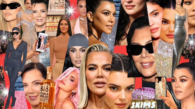 Photo collage of members of the Kardashian family