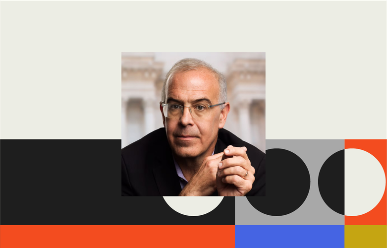 headshot of David Brooks over show branding