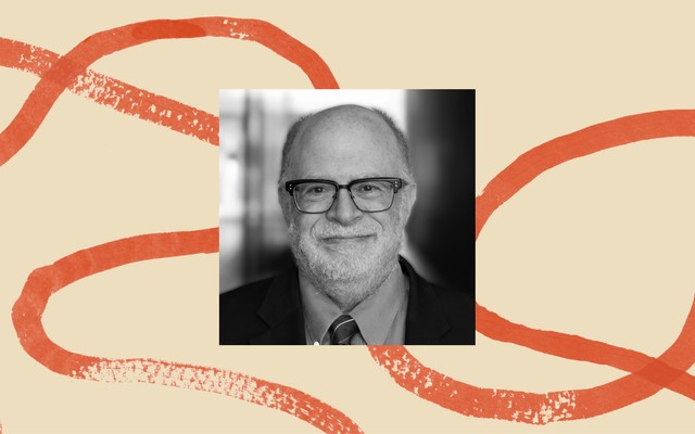 A black-and-white photo of Adam Posen bordered by an illustration