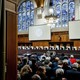 Judges led by President Joan Donoghue attend the International Court of Justice, in The Hague, prior to the hearing of the genocide case against Israel, brought by South Africa.