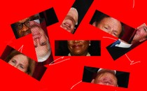Illustration of Supreme Court justices' photos in disarray.