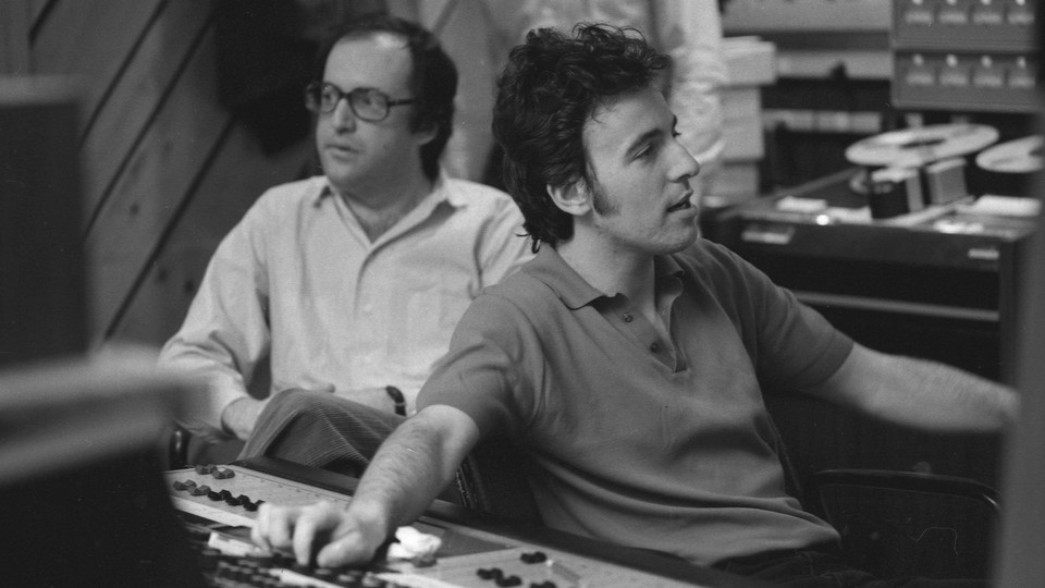 Singer, songwriter, and performer Bruce Springsteen and manager Jon Landau pose for a portrait at the Power Station recording studios during sessions for Springsteen's 1981 album "The River" on March 15, 1980, in New York City, New York.