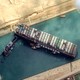 Satellite image of the Ever Given, stuck in the Suez