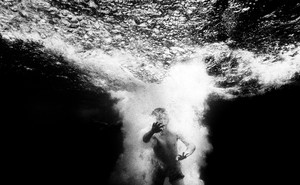 A young boy underwater