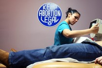 A provider performs a sonogram at the Whole Women’s Health Clinic in McAllen, Texas.