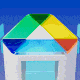 A GIF of the Google Drive logo with files coming out of it,