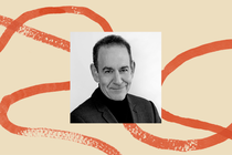 A black-and-white photo of Timothy Naftali, surrounded by an illustrated border