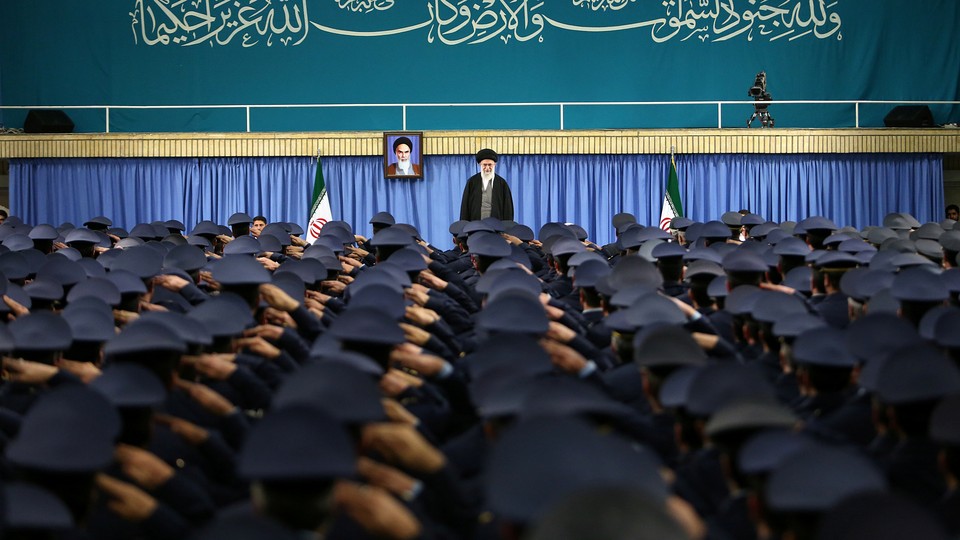Iran's Supreme Leader Ayatollah Ali Khamenei arrives to deliver a speech in a meeting with military commanders in Tehran, Iran on February 7, 2017.