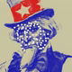 Uncle Sam has white dots all over his face