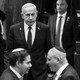 Israeli Prime Minister Benjamin Netanyahu walks at the plenum in the Knesset, Israel's Parliament.