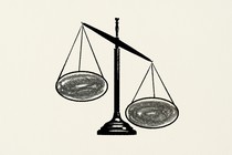 Illustration of a set of scales out of balance