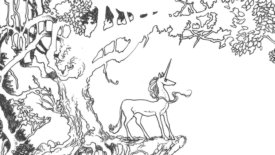 An illustration from 'The Last Unicorn: The Lost Journey'