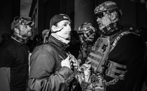 Members of the Oath Keepers, some in tactical gear, on January 6, 2021