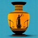 A photo-illustration of a vase with Lady Justice and scales imprinted on it