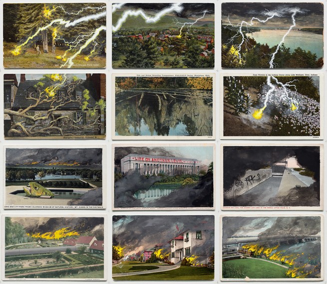 postcard paintings of lightening 