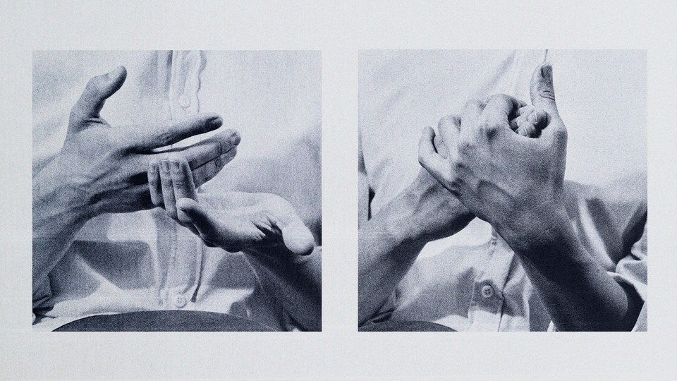 diptych of photos of someone stretching their hands