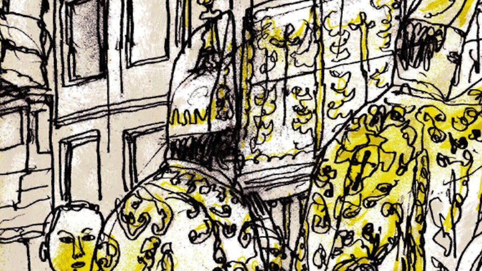 A detail from the cover of the New York Review Books edition of Kingsley Amis's <em>The Alteration</em>