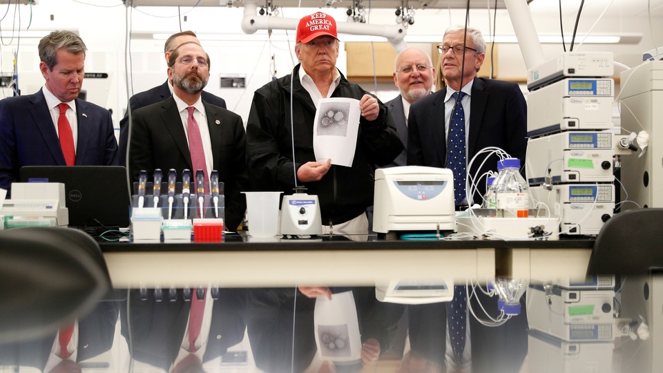 President Trump visiting the Centers for Disease Control and Prevention.