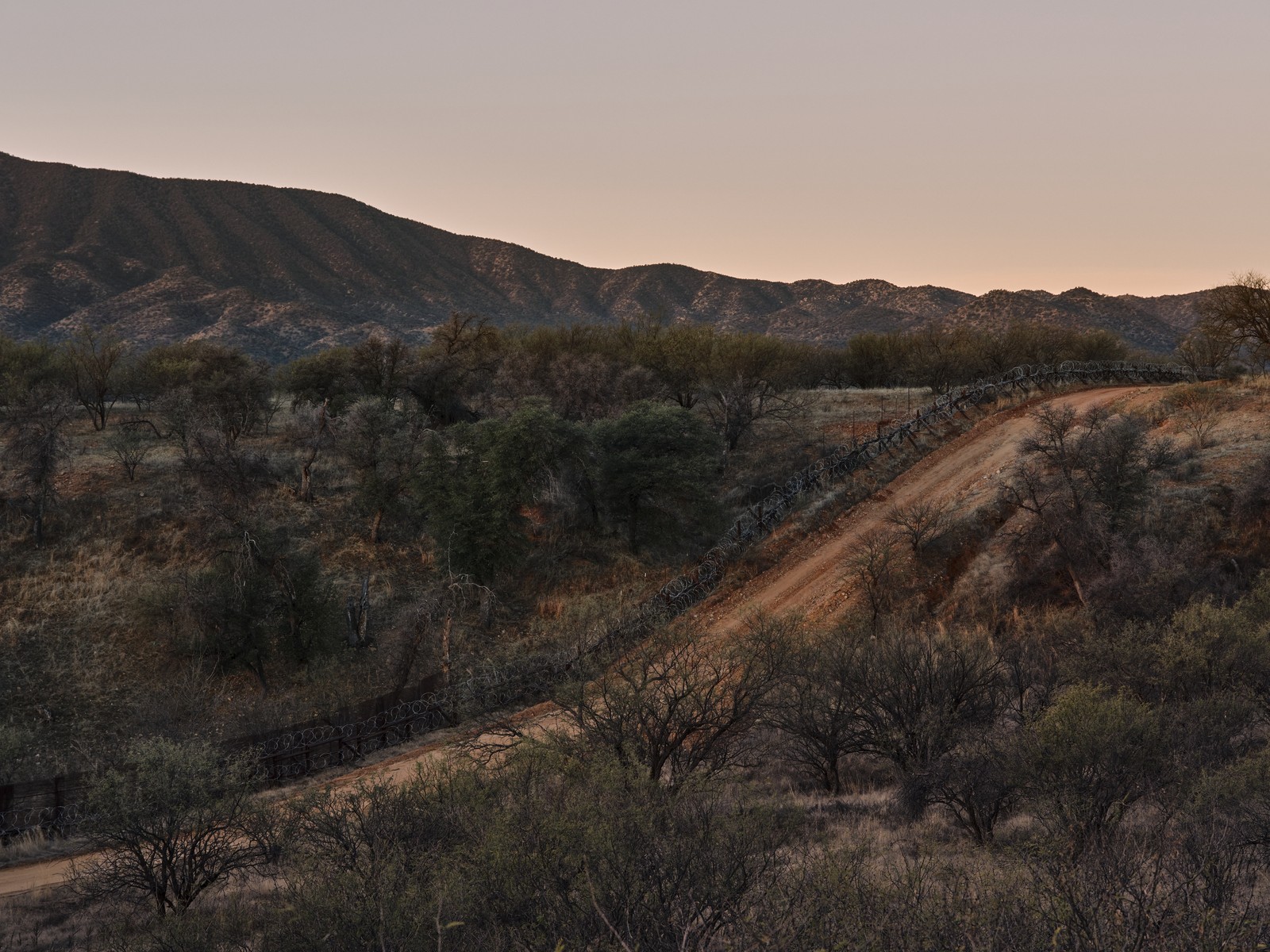 A view of the border between the U.S. and Mexico in Lochiel, a ghost town.