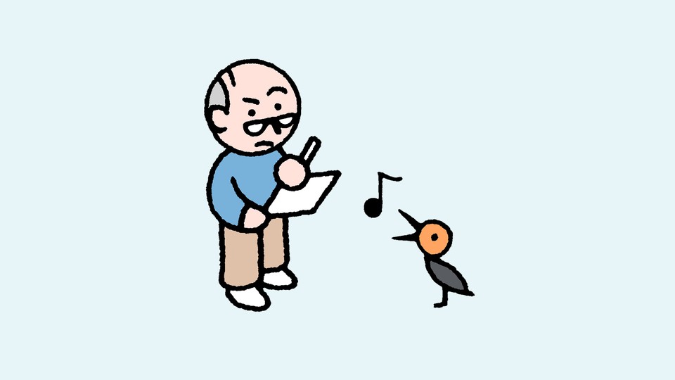 man with bird and music note illustration