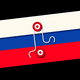 A manila envelope in the colors of the Russian flag.