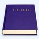 A blue book with "T.L.D.R." printed in gold on its cover in place of the title