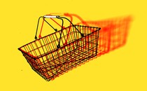 An image of a grocery basket cart.