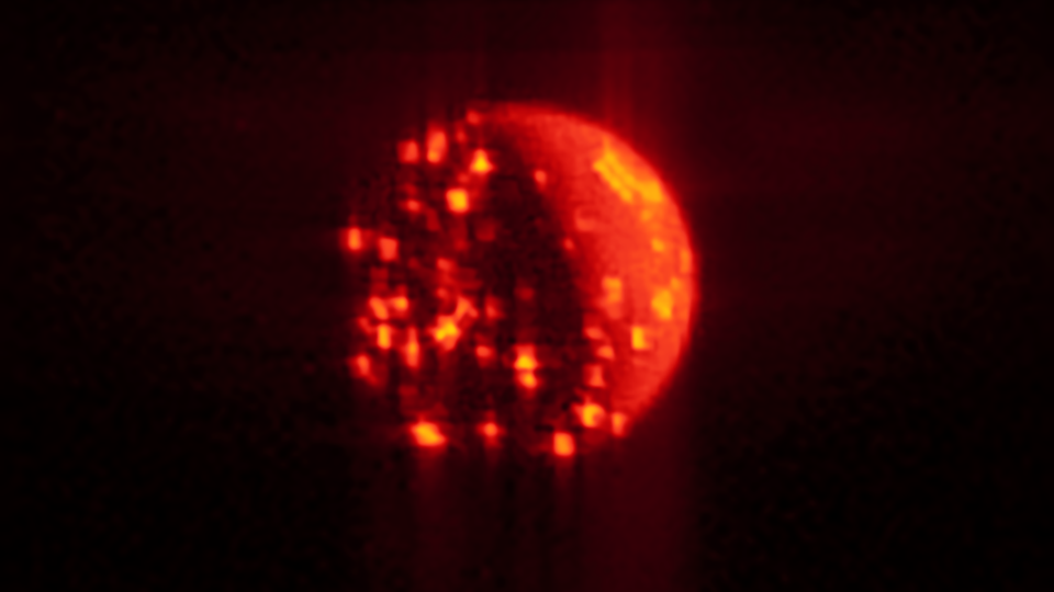 Io, in all its volcanic glory, as seen in infrared
