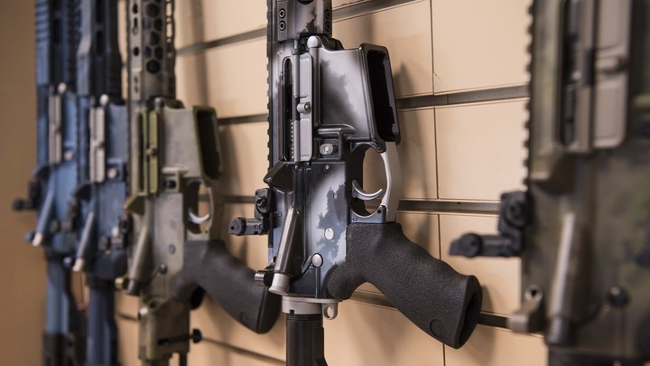 AR-15 rifles on display