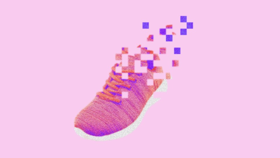 Allbirds sneaker turning into pixels
