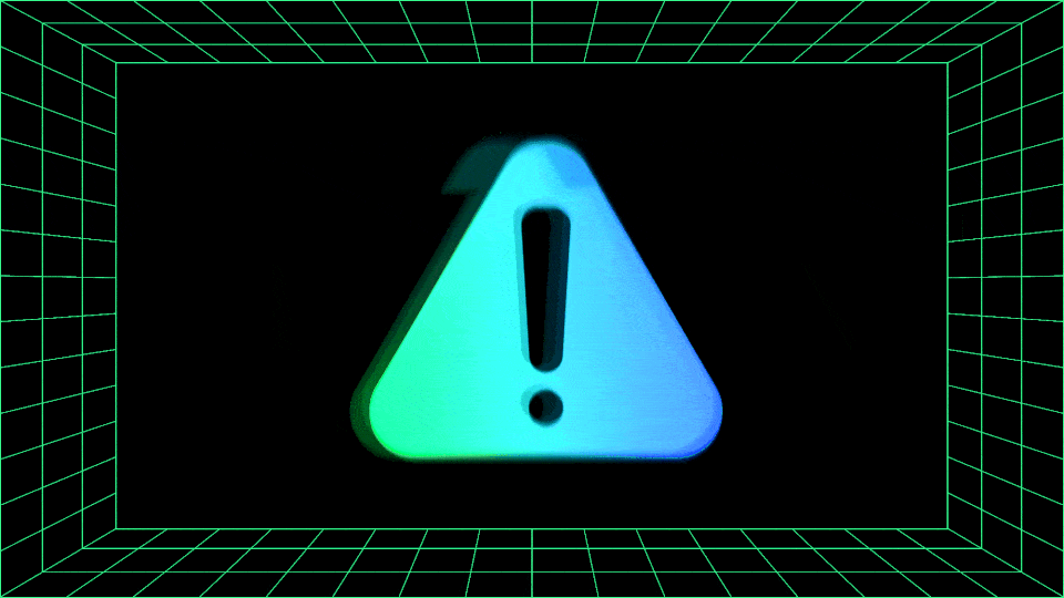 Animation of a glitching warning sign