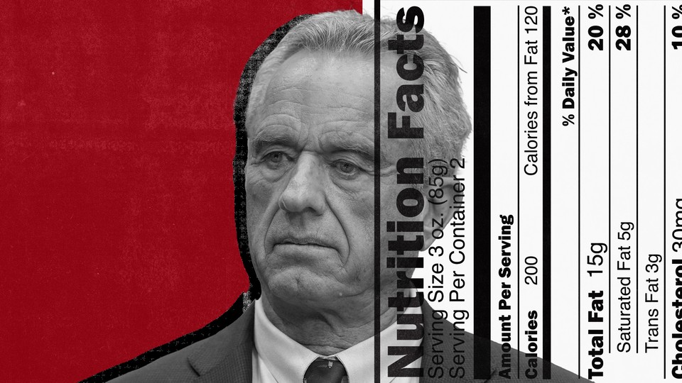 An image of RFK Jr. with the a nutrition-facts label on top