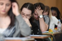 Students take a test.