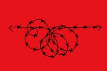 Entangled barbed wires, but they're actually arrows pointing in opposite directions