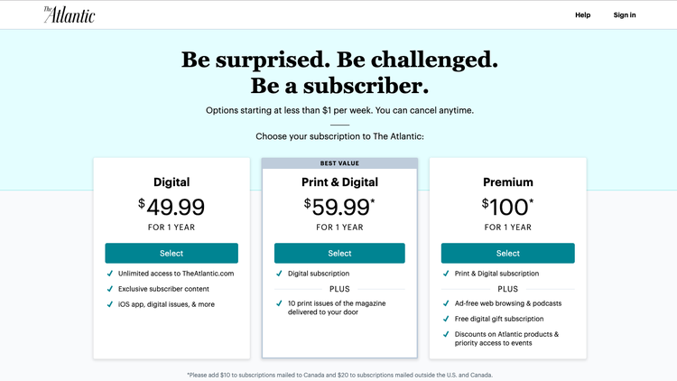 The Atlantic's New Subscription Plans and Metered Model - The Atlantic