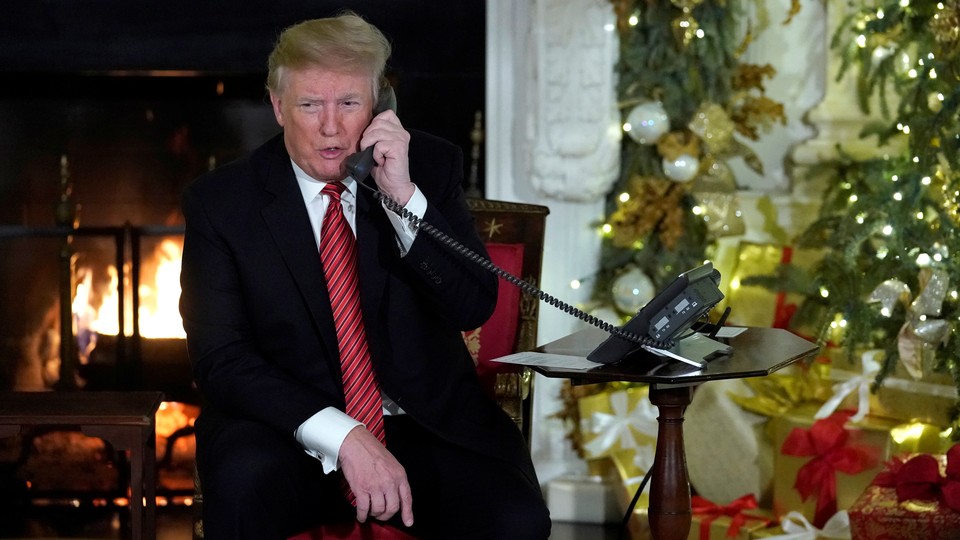 Donald Trump on the phone in the White House