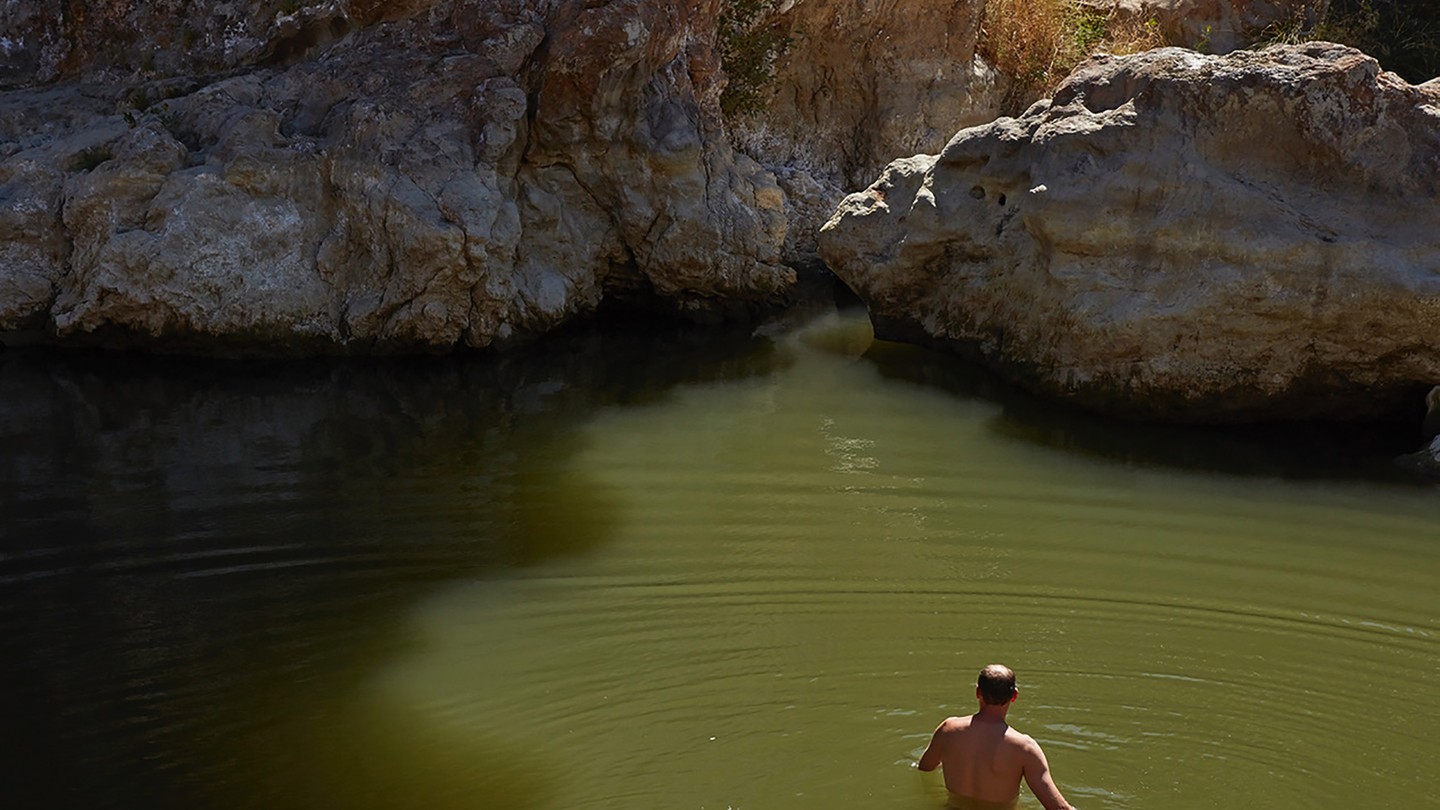 A man in natural water