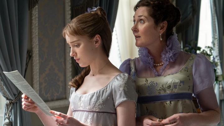 Daphne Bridgerton and Lady Violet Bridgerton examine a gossip pamphlet