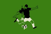 illustration of person kicking ball with video distortion