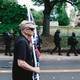 A white nationalist is seen leaving Emancipation Park in Charlottesville, Virginia, where violent clashes took place between counter-protesters and white-nationalist groups. Hundreds of white nationalist gathered at the park for a “Unite The Right” rally to protest the removal of the statue of Robert E. Lee, which is seen in the background.