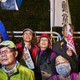 People wait for election results in Taiwan.
