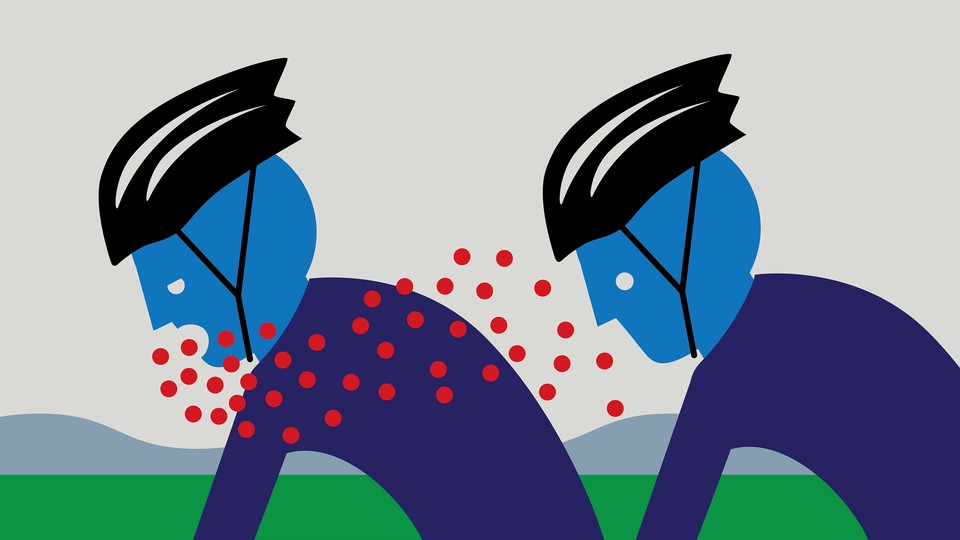 An illustration of people riding a tandem bicycle