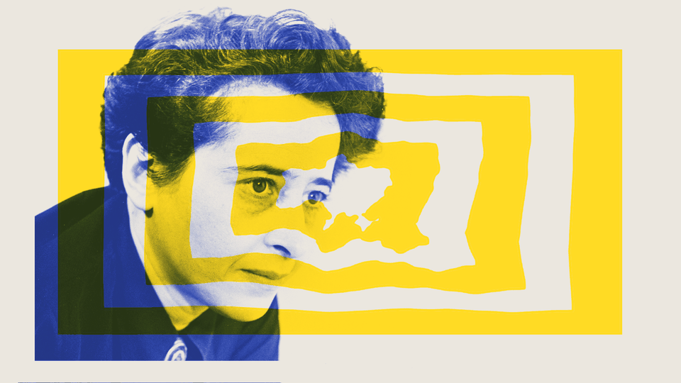 Hannah Arendt imposed over a map of Ukraine
