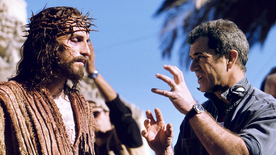 Mel Gibson and an actor playing Christ