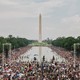 March on Washington view of reflecting pool and Washington monument from the Lincoln Memorial