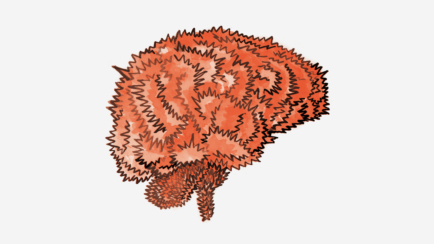 Ilustración de un cerebro con crestas dentadas y puntiagudas.