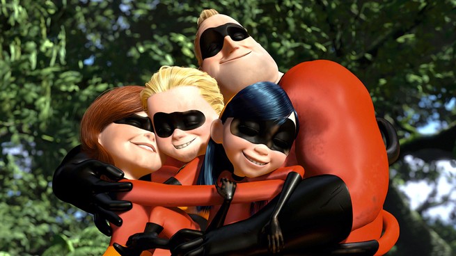 "The Incredibles" family hugging