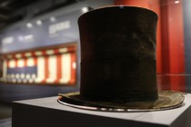 Abraham Lincoln's iconic silk top hat, which he was wearing the night he was assassinated, on display at Ford's Theatre in Washington, D.C.