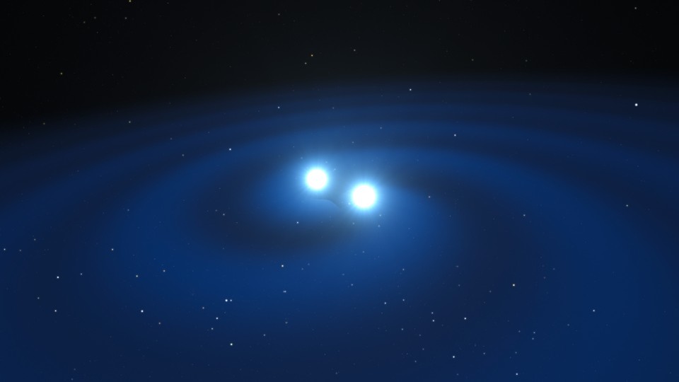 Artist’s impression of neutron stars about to collide